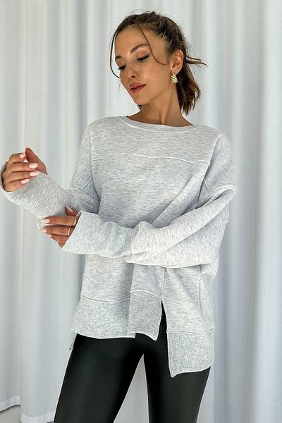 Mine Tan Butik Women's Sweatshirt with 3-Thread Finger Detail - Gray