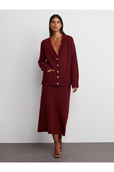 Dilvin 80115 Трикотажна спідниця з еластичним поясом - бордова