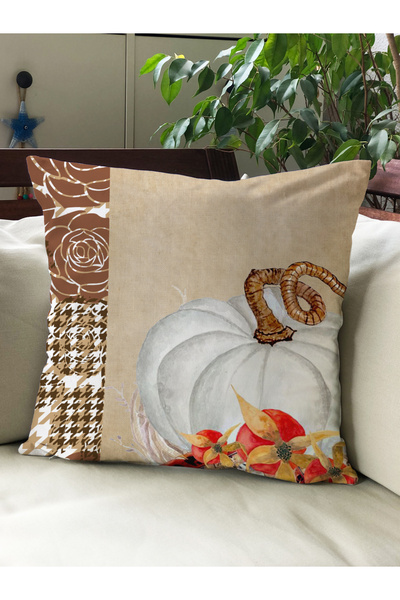 Evmila Husă de pernă din catifea 43x43 cu tema de toamnă
