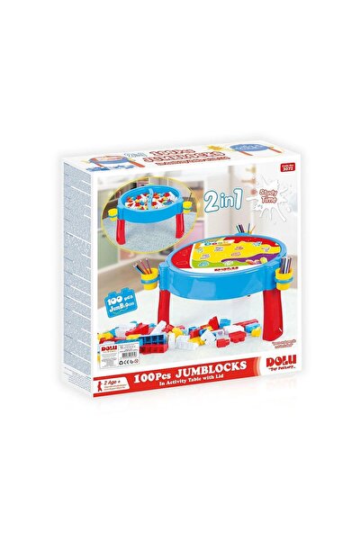 DOLU OYUNCAK طاولة نشاط 3072 مع مجموعة مكعبات مكونة من 100 قطعة