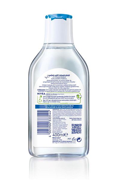 NIVEA 400ml Revitalizing Micellar Makeup Cleansing Water - Amino Acid, Vitamin E, Moisturizing, Normal Skin