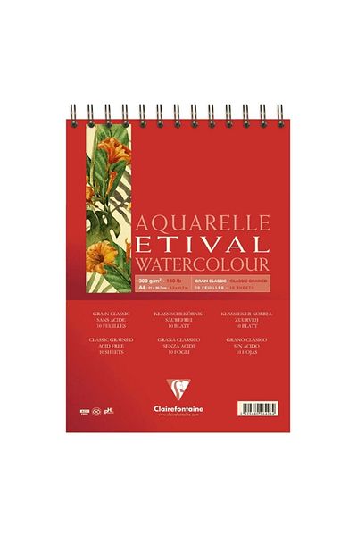 Clairefontaine ESMO CLAIREFONTAINE ETIVAL CLASSIC WATER COLOR BOOK A-4 300 GR TOP SPIRAL 30 YP