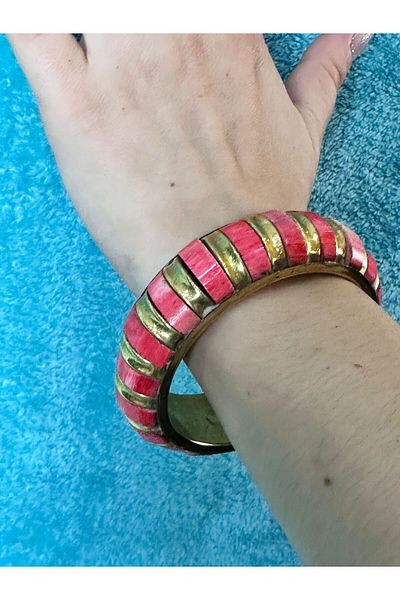 Gönülden Tasarım Sedef Coating Authentic Women's Indian Bracelet Diameter 7 cm