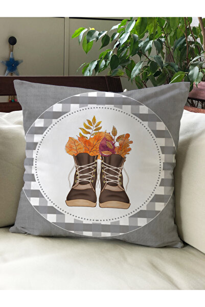 Evmila Husă de pernă din catifea 43x43 cu tema de toamnă