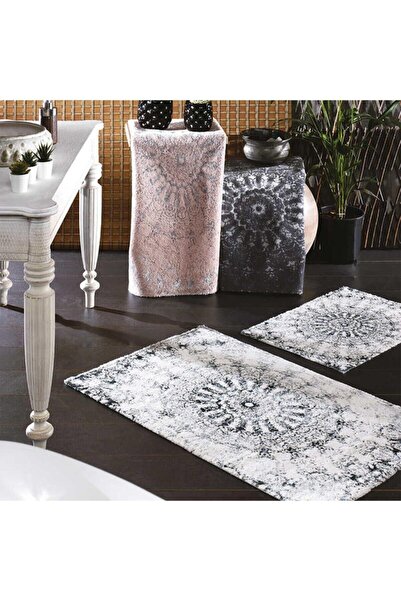 ZEBRACASA Giovann Dark Gray Double Bath Mat Set
