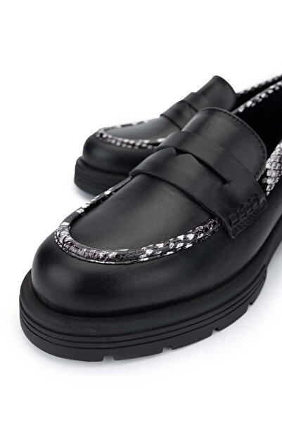 Tamer Tanca Kadın Hakiki Deri Siyah Loafer Ayakkabı