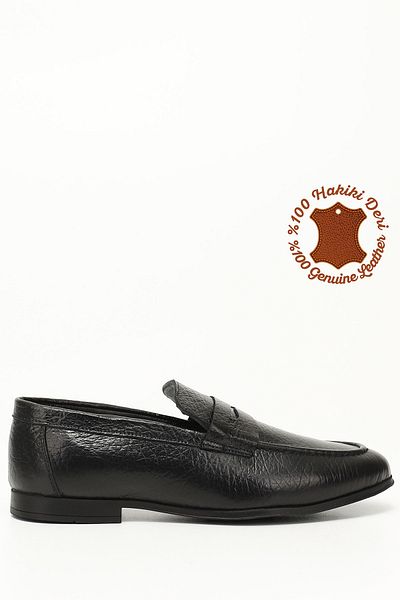 GÖNDERİ(R) BLACK Gön Genuine Leather Round Toe Loafer Casual Men's Shoes 01598