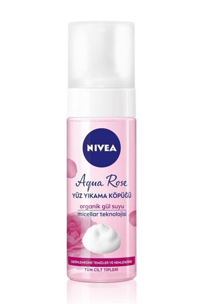NIVEA Aqua Rose 150ml Face Wash Foam Containing Organic Rose Water - Moisturizing and Facial Cleanser