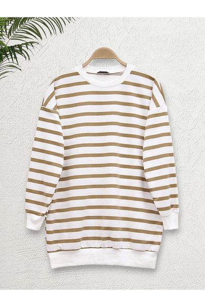 Modamorfo Seitlich gestreiftes Sweatshirt mit Rundhalsausschnitt