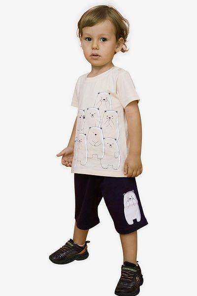 Breeze Baby Boy Shorts Set Polar Bear Printed 9 Months-3 Years, Beige