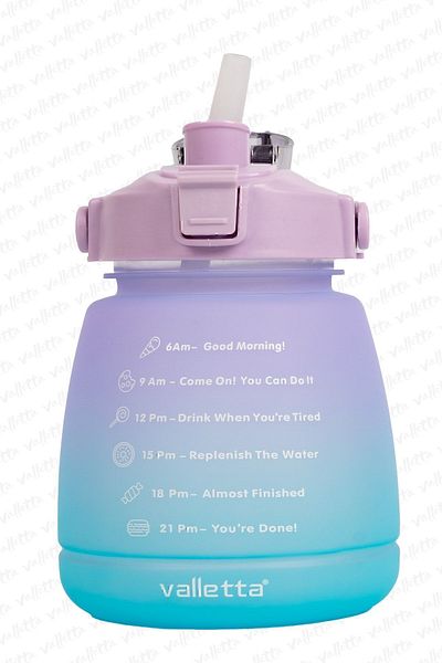 valletta Lusca BPA Free Motivational Water Bottle 1.3 LT Purple-Green Water Bottle, Water Bottle, Water Bottle