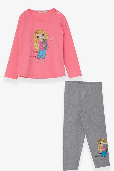 Breeze Girl's Tights Set, Printed, 1.5-5 Years, Neon Pink