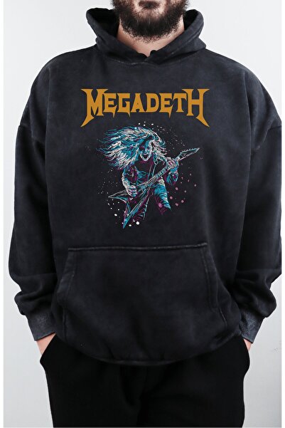 Fuddy Moda Hanorac unisex cu imprimeu Megadeth - Hanorac cu glugă, lavabil, o...