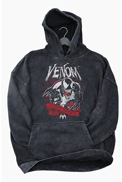 Fuddy Moda Hanorac oversize unisex cu glugă cu imprimeu Venom Eddie Brock