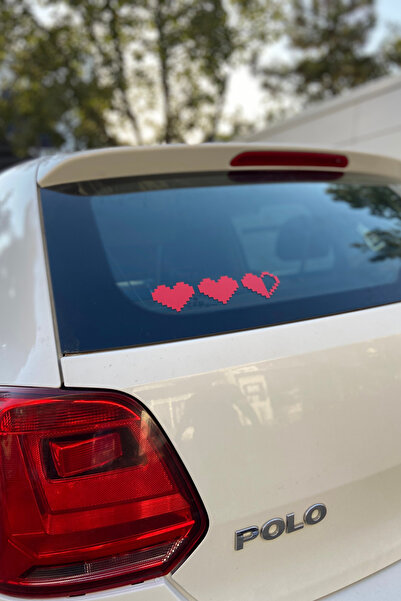 Banxtre Araba ve Motor için 3'lü Kırmızı Piksel Kalp Sticker Etiket 20CMx5CM ...