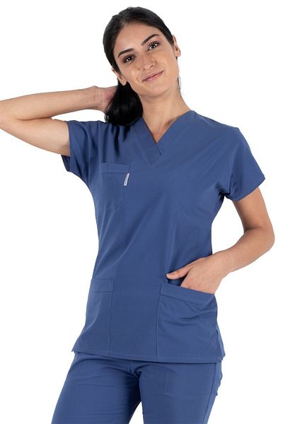 Alsancak Üniforma Storm Blue Lycra Λεπτό Ύφασμα Scrubs Doctor Jersey and Nurse Jersey χειρουργική στολή με νυχτερίδα
