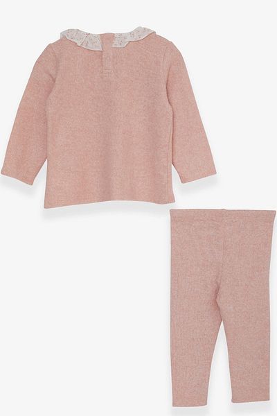 Breeze Baby Girl Tights Set with Frilly Collar Knitwear 0-1 Month-2 Years, Salmon Melange