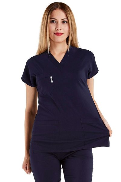 Alsancak Üniforma Navy Blue Lycra Scrubs - Χειρουργική στολή νυχτερίδας για γιατρό και νοσοκόμα