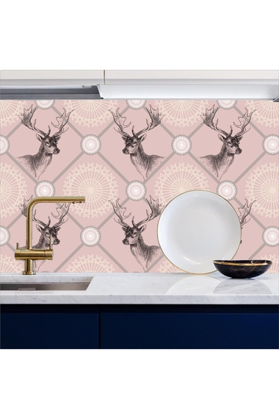 Bigaimaj Кухонна стільниця з самоклеючою плівкою з рожевими оленями 60 см x 1...
