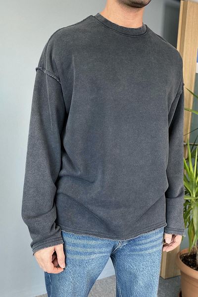 Alışveriş Sokağı Φούτερ Oversize Anthracite Crew Neck Washed
