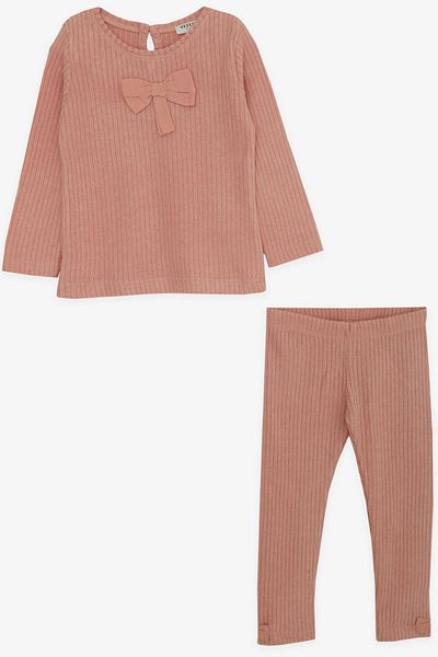 Breeze Girl's Tights Set with Bow, 9 Months-3 Years, Dried Rose