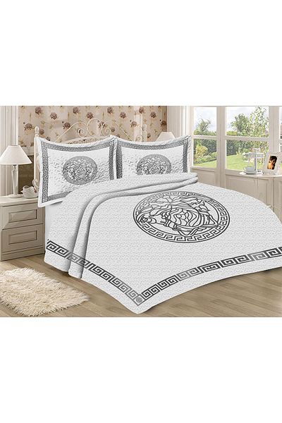 Doruklar Home Collection Modern Patterned Premium Quality Quilted Cotton Filled Velvet Bedspread Set