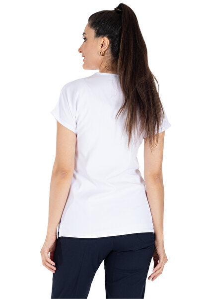 Alsancak Üniforma Alb/albastru închis Lycra țesătură subțire Scrubs Doctor Nurse Jersey Costum de chirurgie cu mânecă liliac