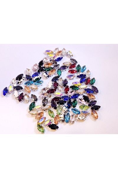 yiğit aksesuar 5X10 (1 cm) Mixed Color Shuttle Case Planted Glass Stone 50 Pieces