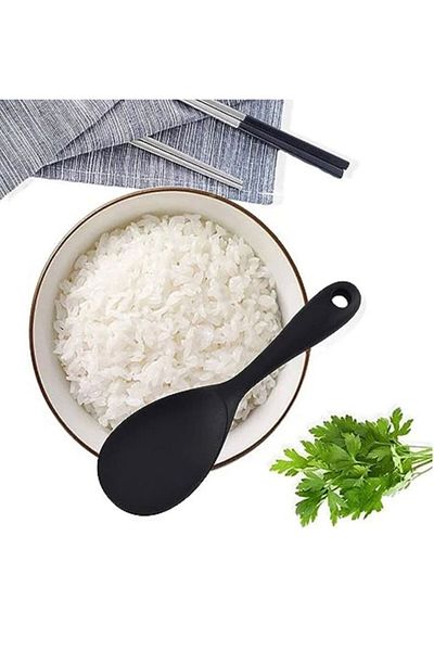 YDGR Black Stylish Practical Short Silicone Rice Spoon