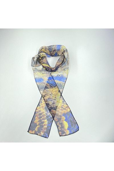 Tedz Collection PAREDORA Snakeskin Patterned Blue Hippie Scarf