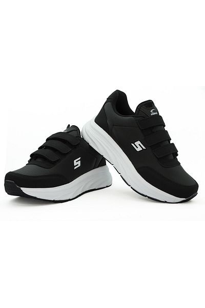 LETAO Pantofi sport pentru femei cu trei velcro, negru, alb, ușor de purtat