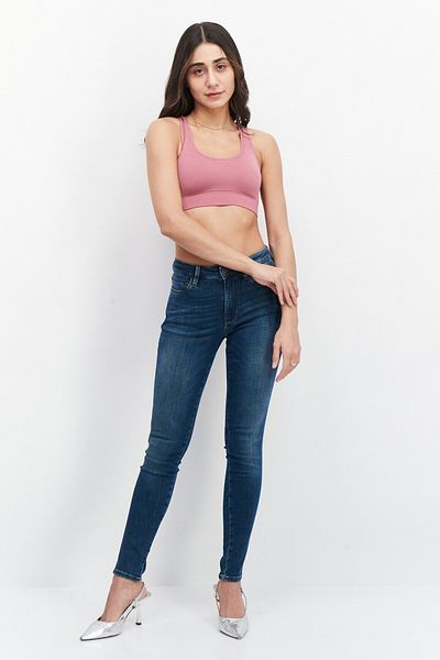 Guess Women Skinny Fit Washed Denim Jeans, Blue