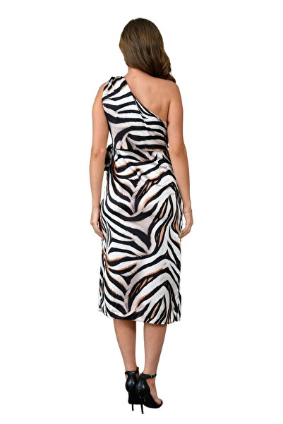 WOMAN VISION Țesută din satin - Rochie de seară cu eșarfă în linie A 03