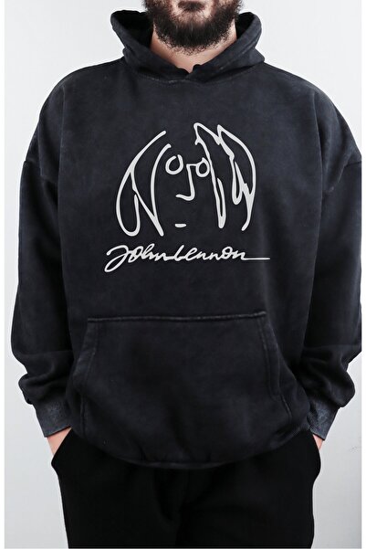 Fuddy Moda سويت شيرت جون لينون البيتلز مطبوع للجنسين - مقنعين، قابل للغسل، هو...