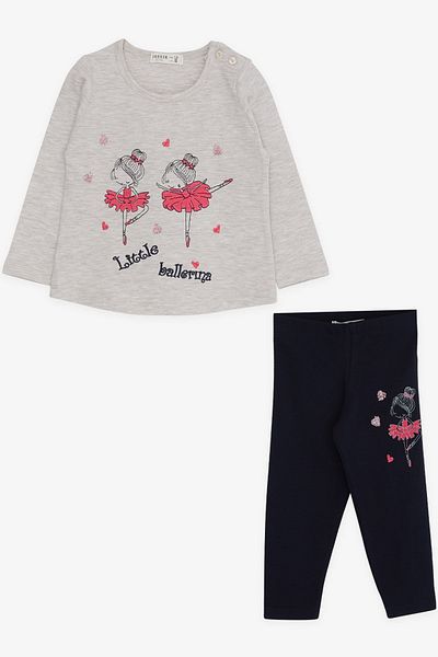Breeze Girl's Tights Set Ballerina Embroidered 1.5-5 Years, Beige Melange