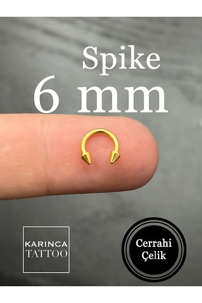 Karınca Piercing Spike 6 mm Gold Color Ring - Forward Helix Lip Snug Daith Ear Rook Tragus Piercing