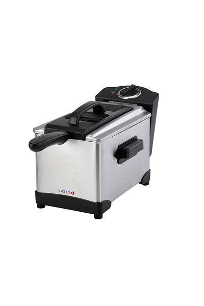 DOTS Oil Fryer, 3 Liter Capacity, with Temperature Control - 2000 Watt - Silver & Black