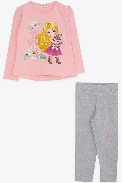 Breeze Girl Child Tights Set Printed Sequin 1.5-5 Years, Powder