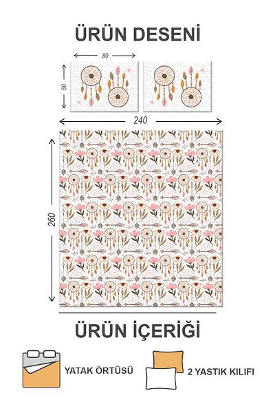 Doruklar Home Collection Modern Patterned Premium Quality Quilted Cotton Filled Velvet Bedspread Set