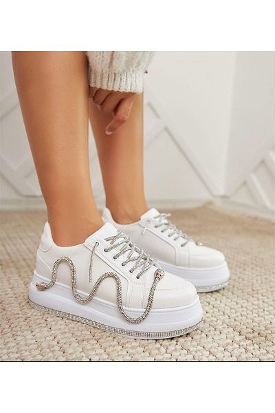 Giydim Gidiyor Pantofi sport cu design special Snake alb