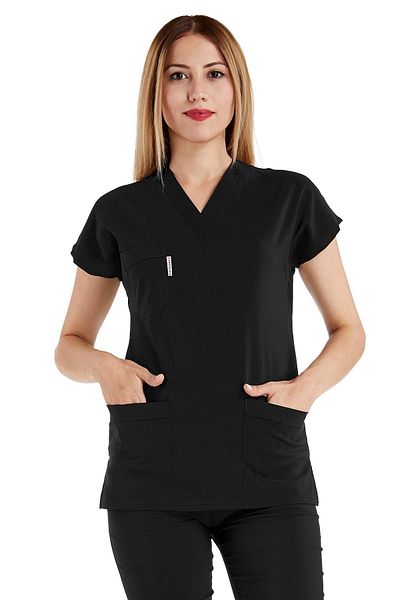 Alsancak Üniforma Μαύρο Lycra Fine Fabric Scrubs Doctor Nurse Τζέρσεϊ χειρουργική στολή με νυχτερίδα