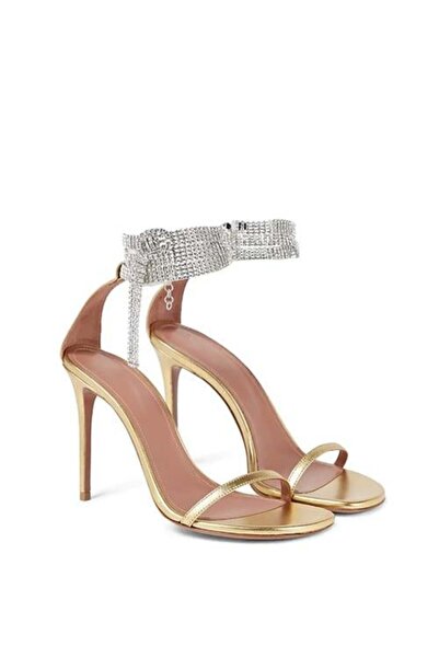 Giydim Gidiyor Χρυσά παπούτσια από κρύσταλλο Χόλιγουντ