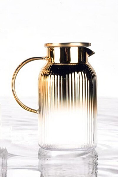 Tiesa Home Borosilikat 1400 ML Yaldızlı Kapaklı Sürahi Karaf Venedik