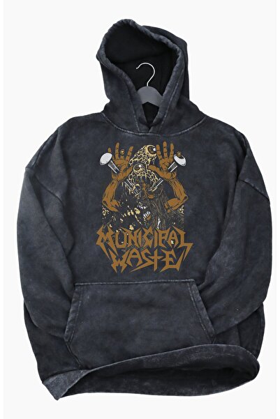 Fuddy Moda Hanorac unisex cu glugă imprimat cu deșeuri municipale, lavabil, h...