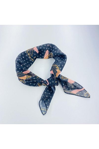 Tedz Collection PAREDORA Shawl Patterned Midnight Blue Square Scarf