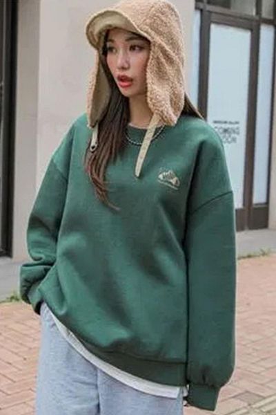 Millionaire Γυναικείο φούτερ Nefti Arid Mountain Printed 0 Crew Neck Oversize Loose Loose Cut Fleece φούτερ