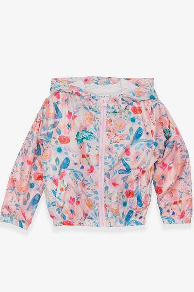 Breeze 1-6 Years Old Girl's Floral Print Raincoat - Powder