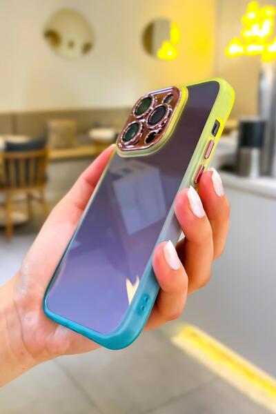 mooodcase İphone 14 Pro Uyumlu Kamera Lens Korumalı Gradient Silikon Kenar Şeffaf Telefon Kılıfı Mchzr