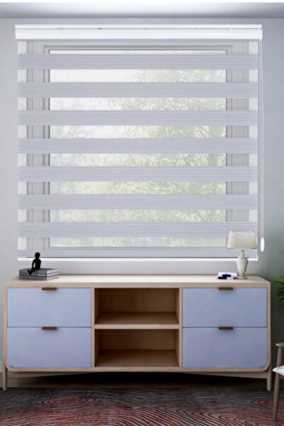 Özel Jaluzi Gri Geniş Piliseli Zebra Perde