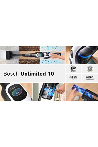 Bosch BCS1041WAC Unlimited 10 Şarjlı Dikey Süpürge